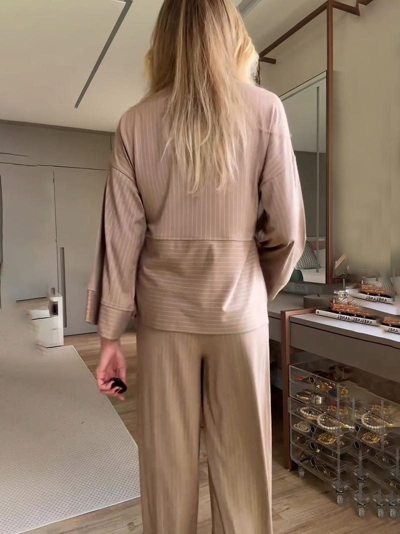 Pinstripe long-sleeved wide-leg two-piece suit(BUY 2 FREE SHIPPING)