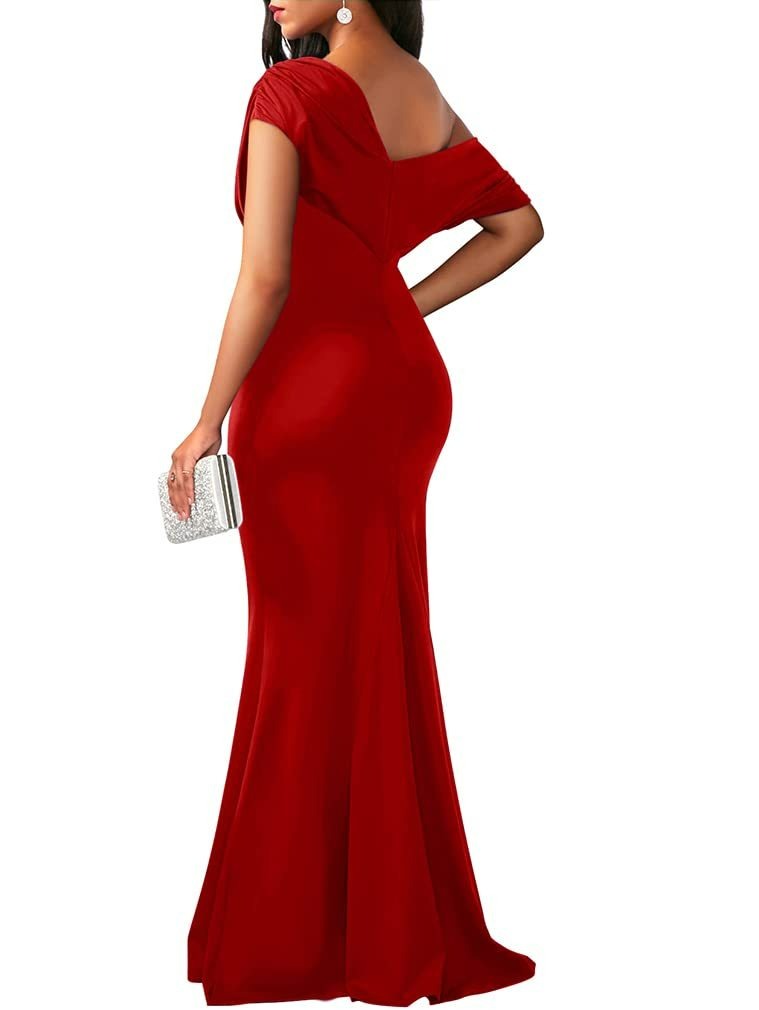 Hot Sale Women's Elegant Sleeveless Off Shoulder Bodycon Long Formal Party Evening Dress