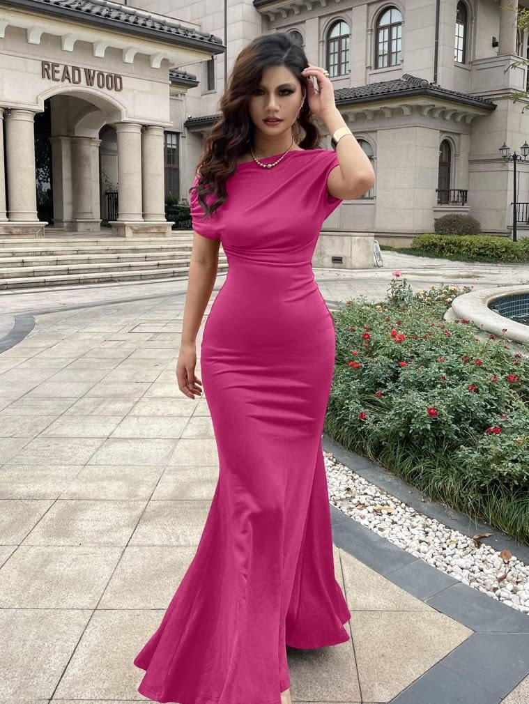 Hot Sale Women's Elegant Sleeveless Off Shoulder Bodycon Long Formal Party Evening Dress
