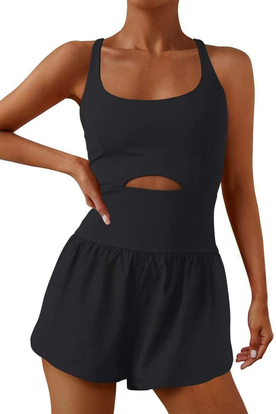 Crisscross Backless Cutout Tank Athletic Romper (Buy 2 Free Shipping)