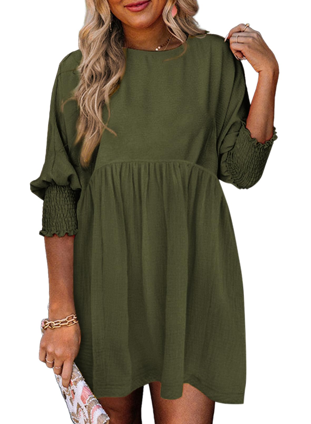 ✨2026 New Women's Casual Short Sleeve Crew Neck Flowy Swing Tunic Dress