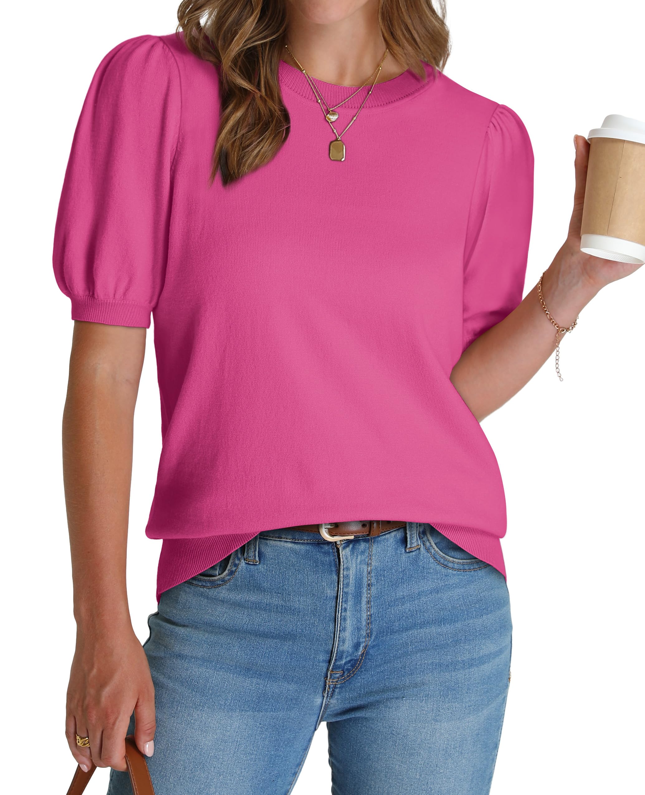 ⏰Hot Sale-Women's Lightweight Puff Short Sleeve Sweater(Buy 2 Free Shipping)
