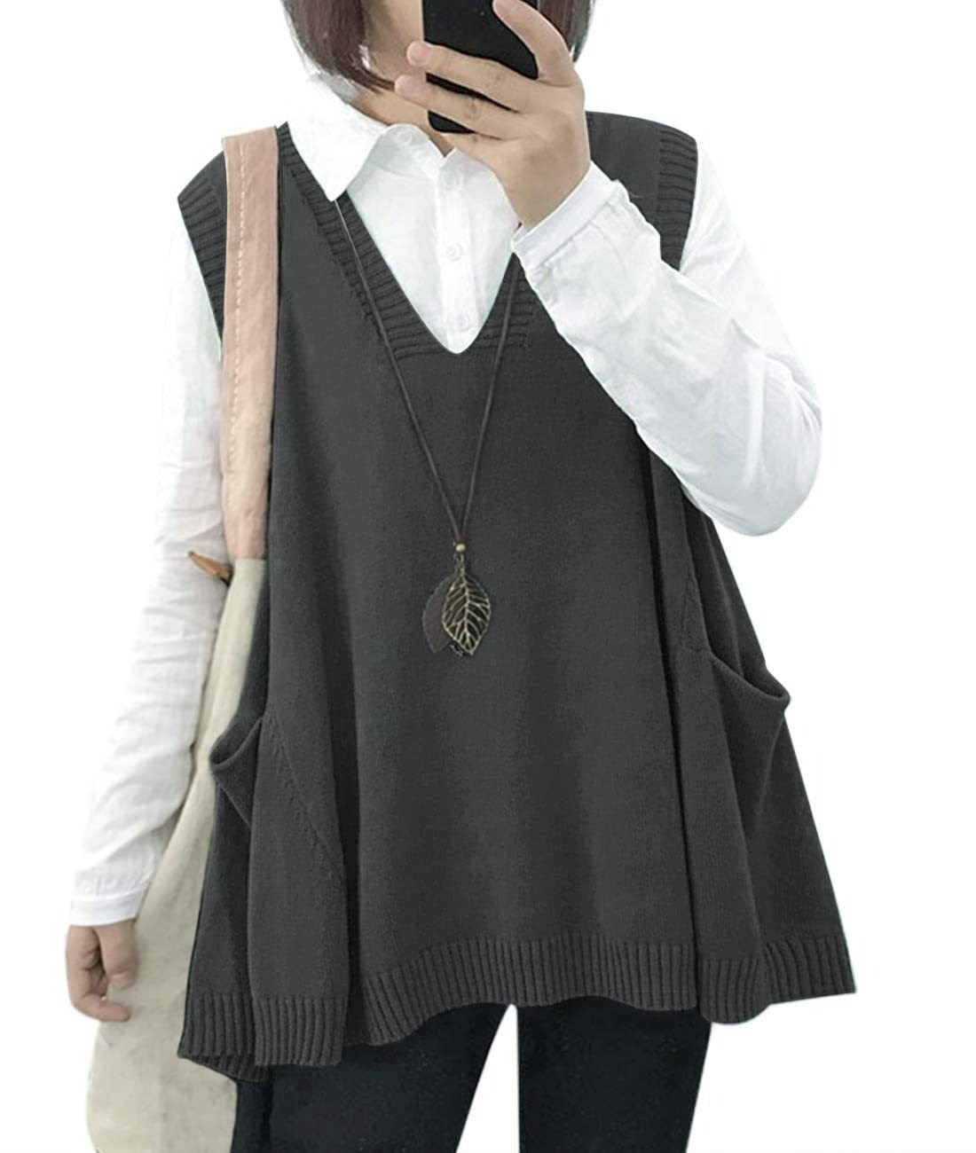 Hot Sale Women's Loose Swing Cute Oversized Knit Sweater Vest