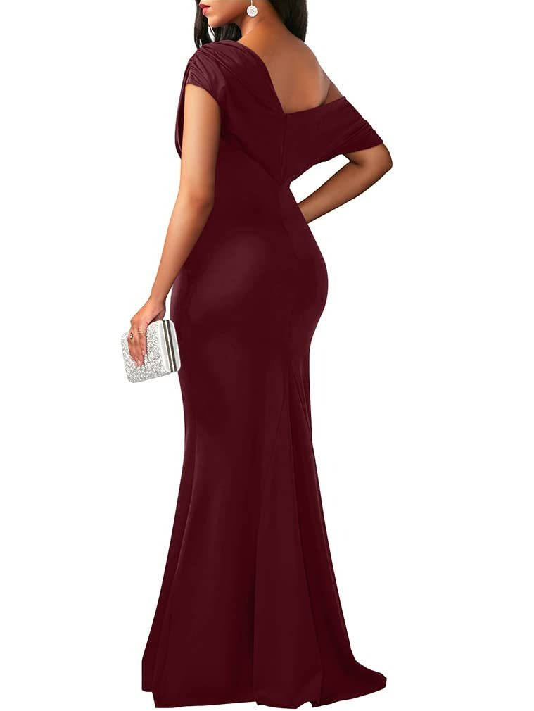 Hot Sale Women's Elegant Sleeveless Off Shoulder Bodycon Long Formal Party Evening Dress
