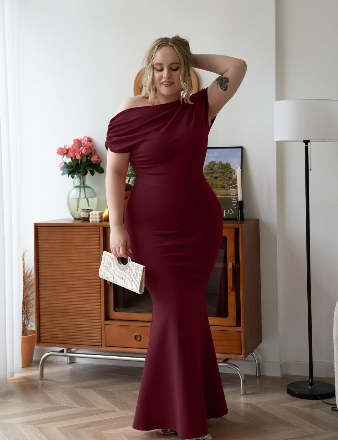 Hot Sale Women's Elegant Sleeveless Off Shoulder Bodycon Long Formal Party Evening Dress