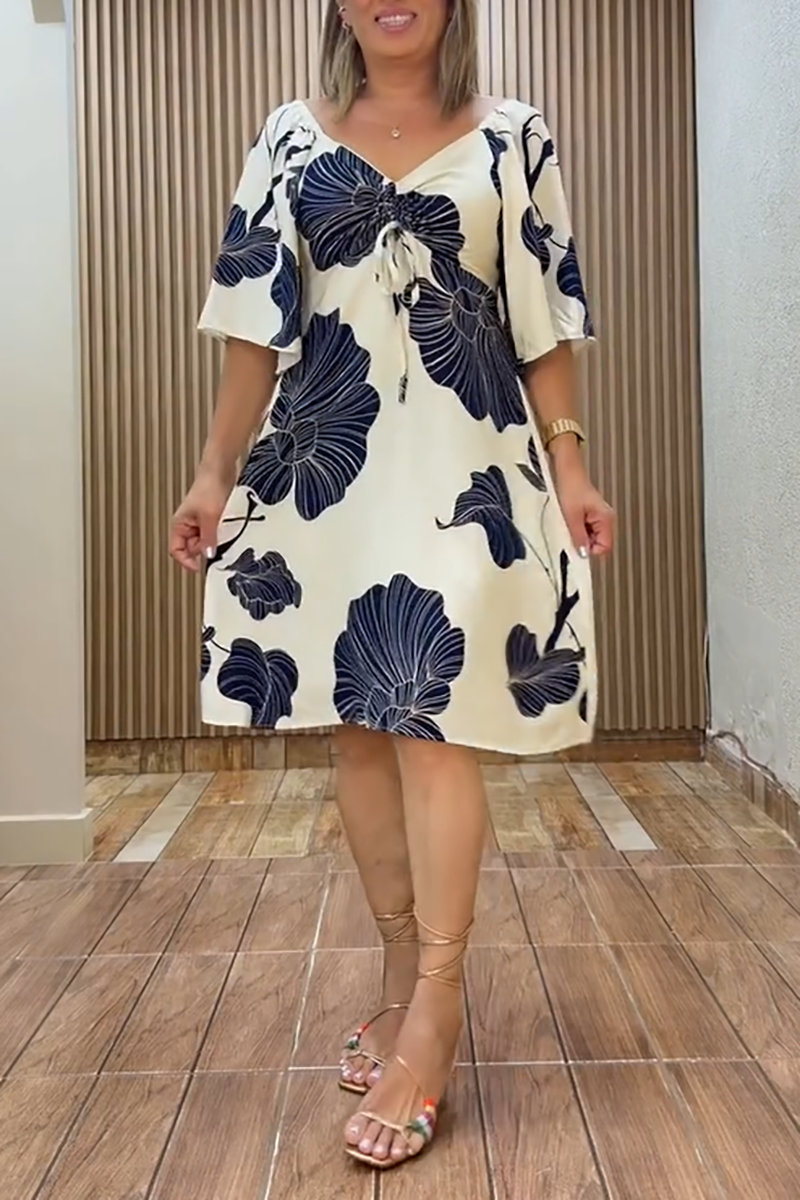 Printed pleated A-line skirt（BUY 2 FREE SHIPPING)