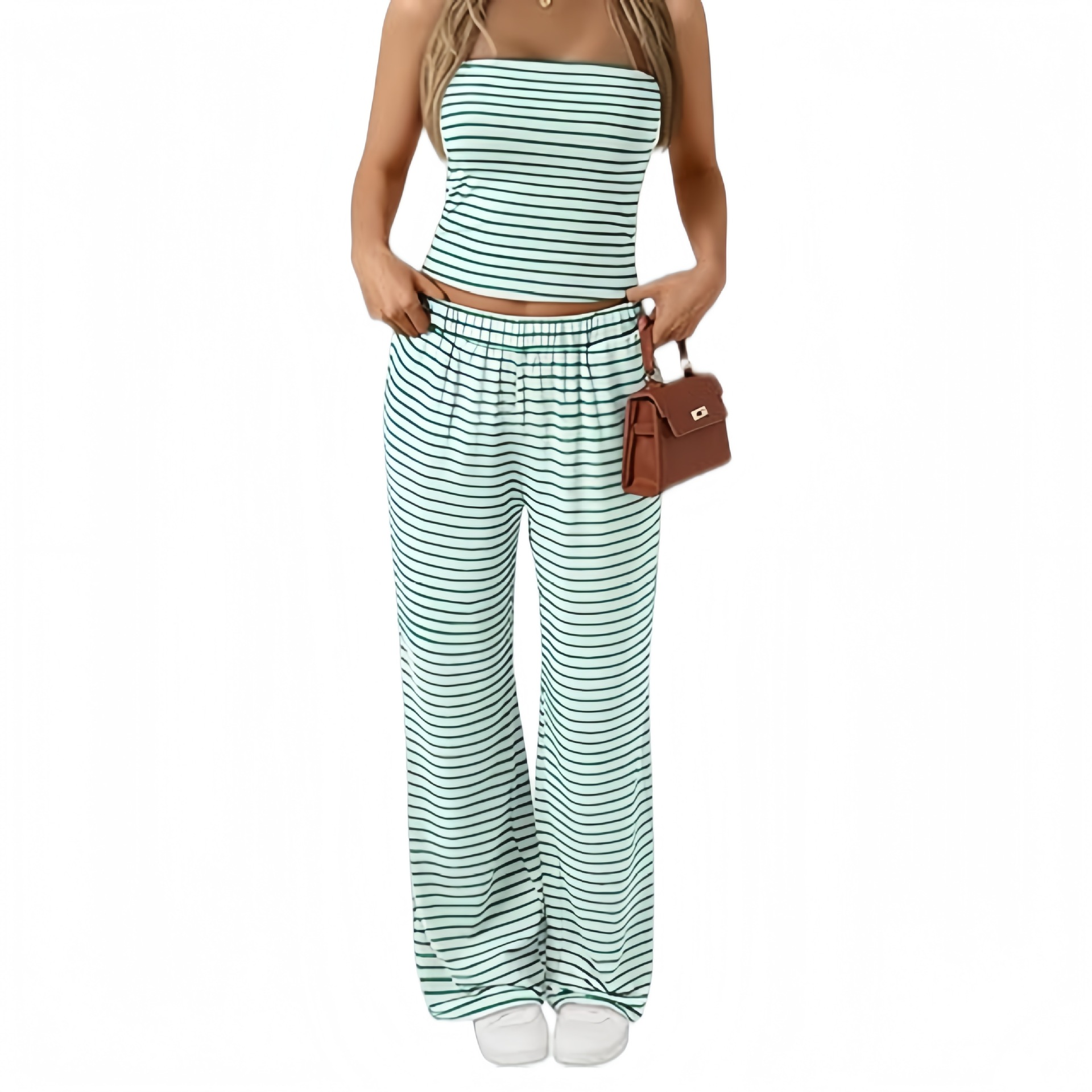 Women's Striped Tube Top & Wide Leg Pants Two-Piece Set(BUY 2 FREE SHIPPING)