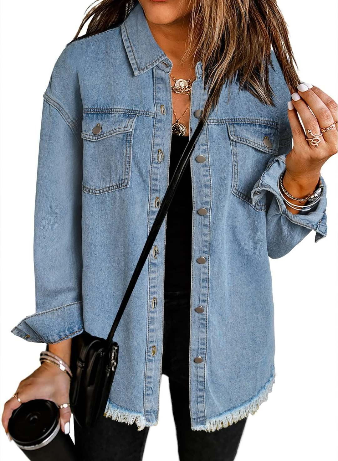 Women's Casual Denim Button Down Distressed Jacket(BUY 2 10% OFF)