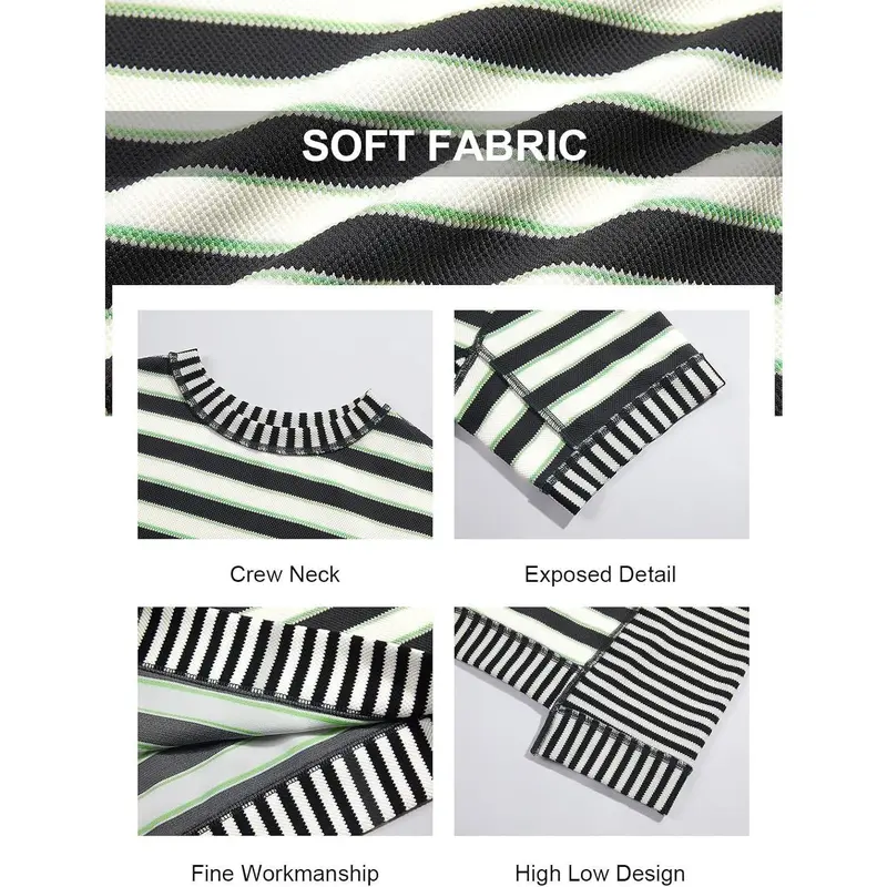 Women's loose striped shirt, summer short-sleeved top, crew neck sweatshirt, casual shirt（BUY 2 FREE SHIPPING)