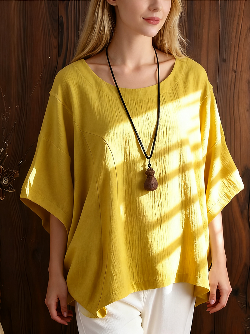 Limited-time offer -Solid Batwing Sleeve Loose T-Shirt (BUY 3 FREE SHIPPING)