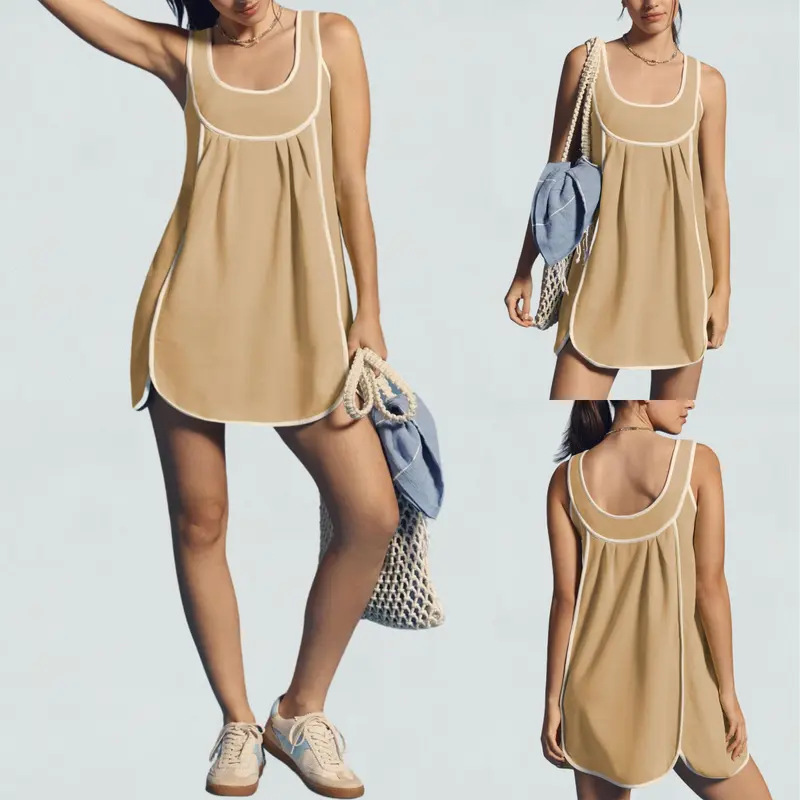 Women's Contrast Piping Relaxed Tank Dress