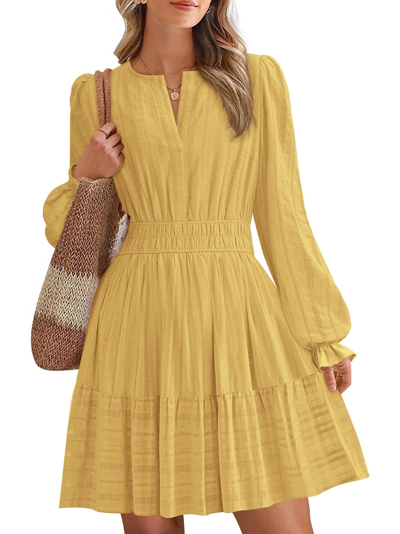 Women's Tiered Ruffle Hem V-Neck Dress(BUY 2 FREE SHIPPING)