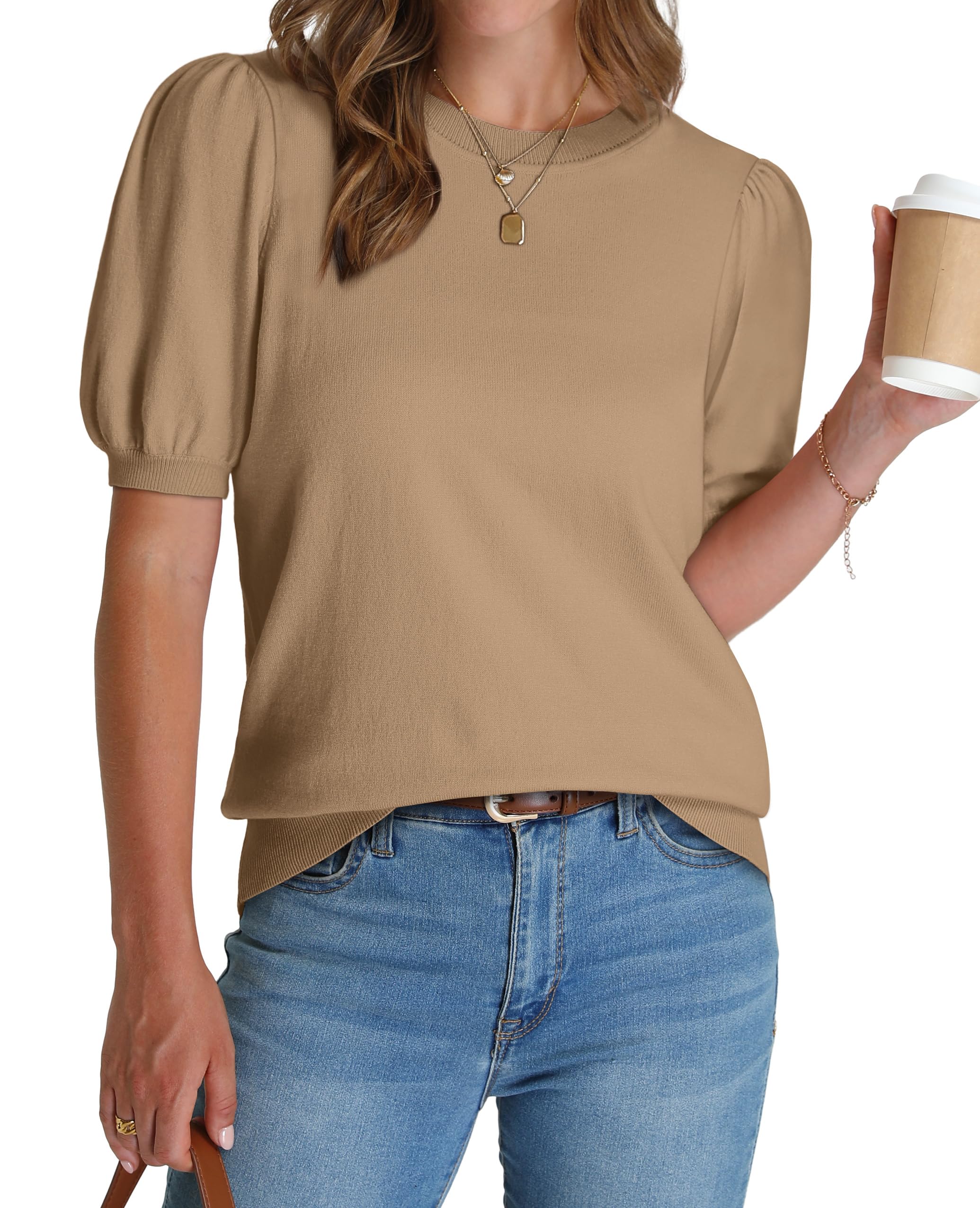⏰Hot Sale-Women's Lightweight Puff Short Sleeve Sweater(Buy 2 Free Shipping)