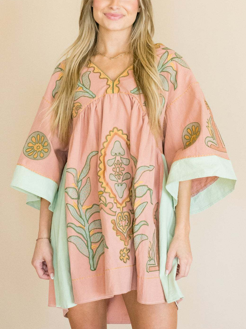 Women's Boho Embroidered V-Neck Mini Dress(BUY 2 FREE SHIPPING)