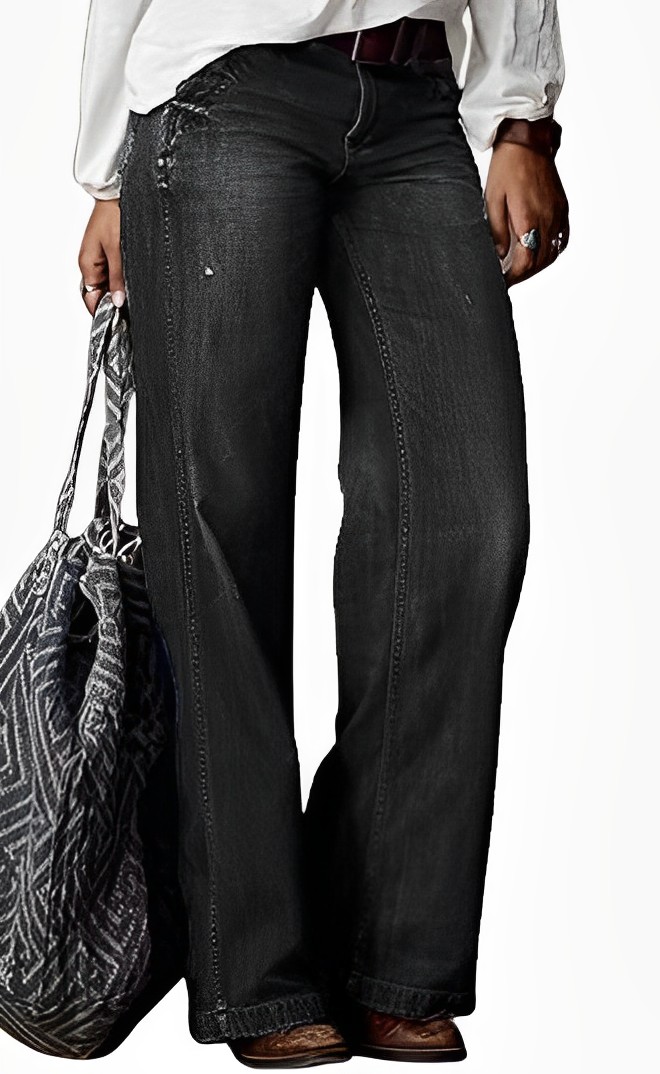 Vintage Pocket Denim Loose Jeans Pants