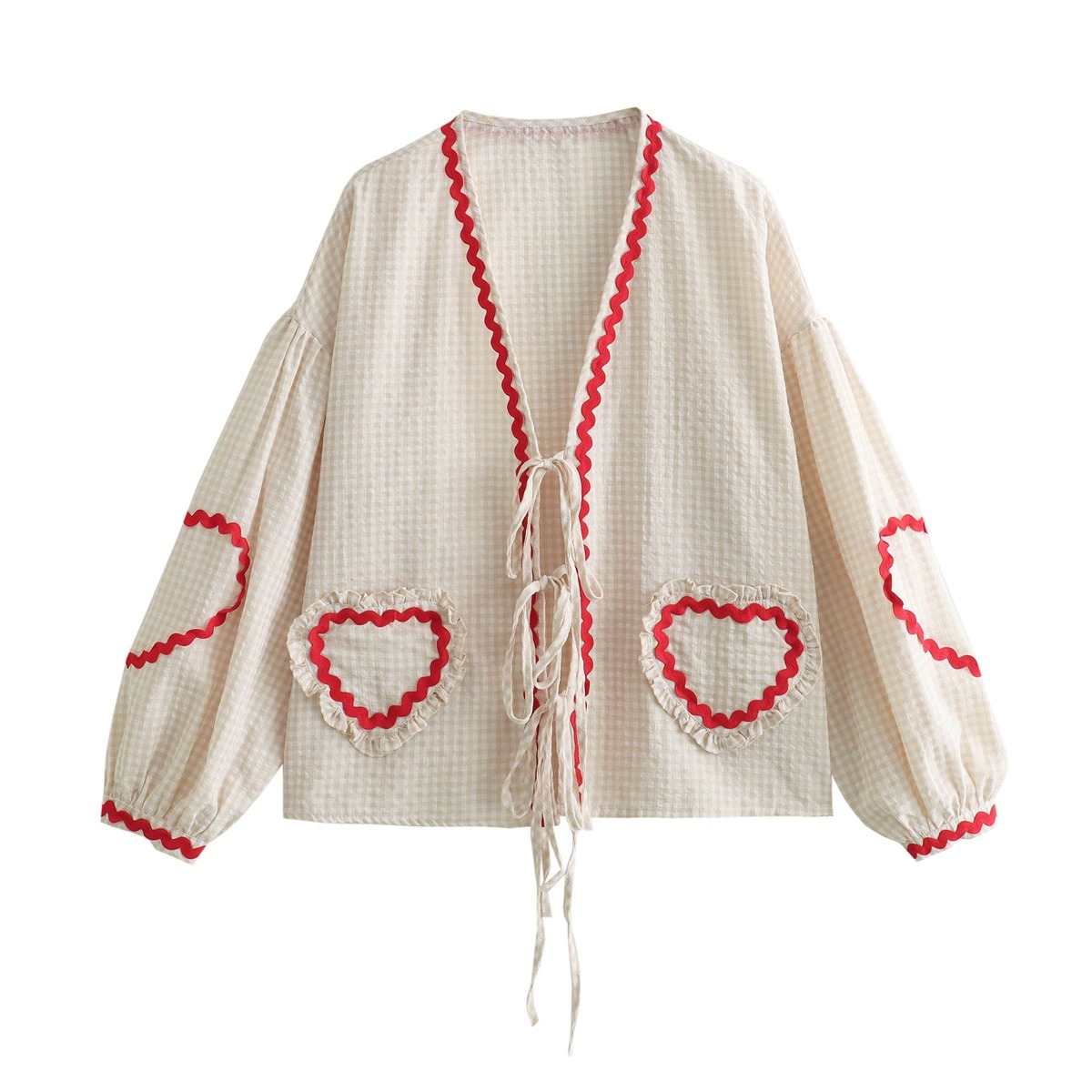 🔥2025 NEW STYLE🔥 Plaid Heart Lace-Up Shirt(BUY 2 FREE SHIPPING)