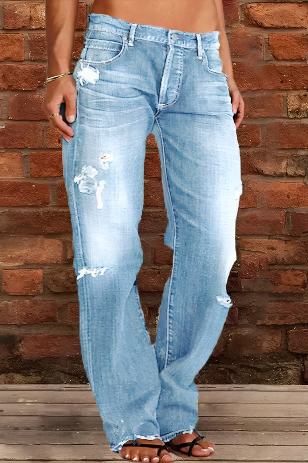 🔥🔥🔥🔥Midiross Ripped/Normal Low Waist Straight Leg Jeans(Buy 2 free shipping）