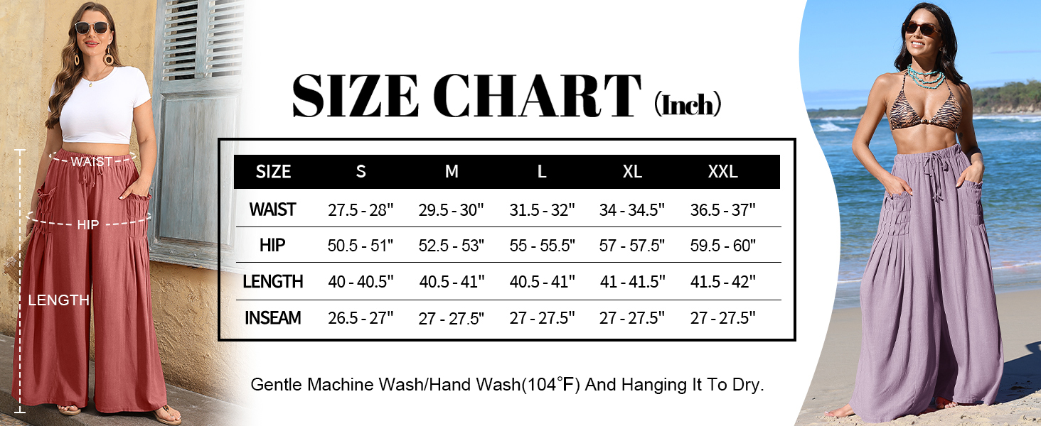 Women Beach Fashion Linen Pants Palazzo