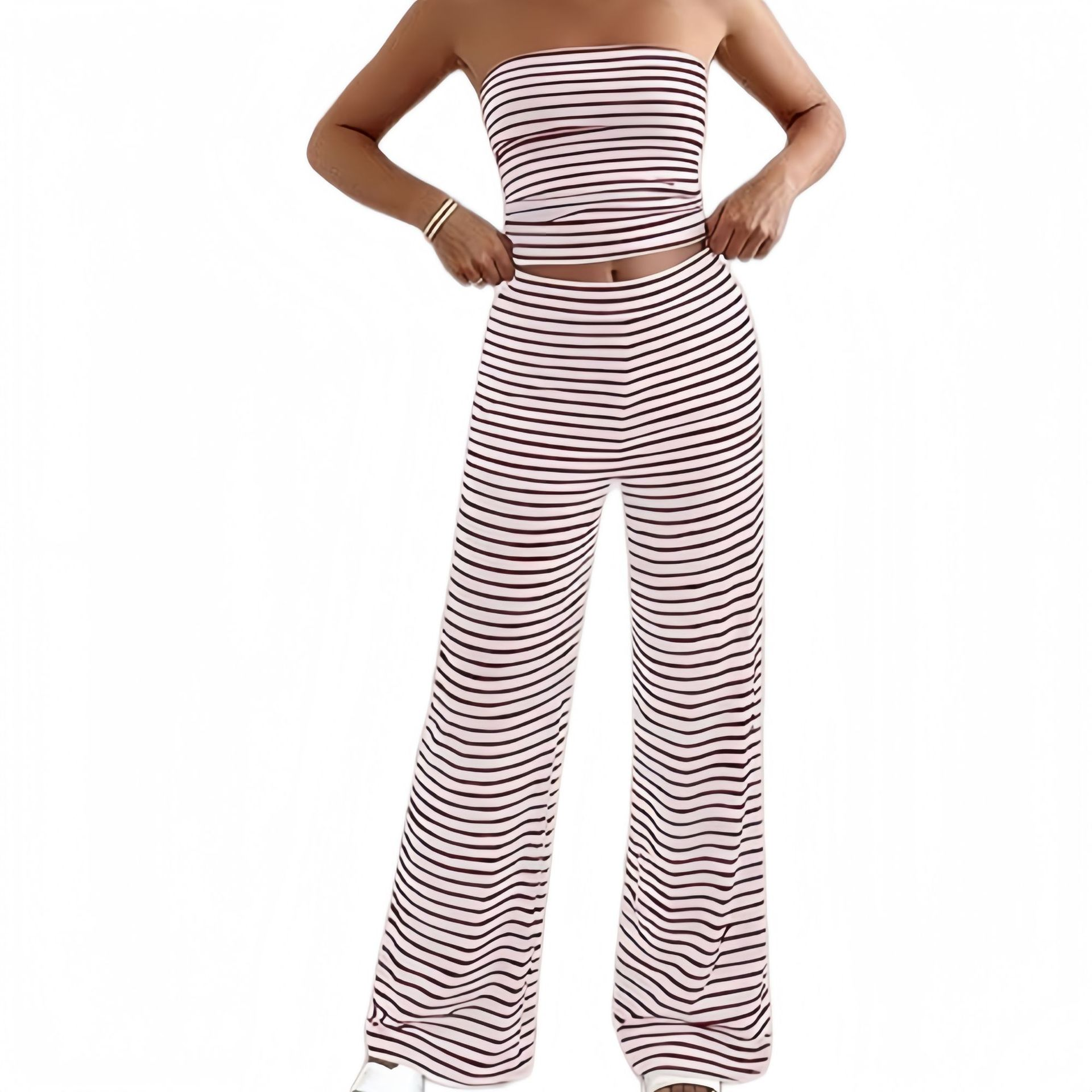 Women's Striped Tube Top & Wide Leg Pants Two-Piece Set(BUY 2 FREE SHIPPING)