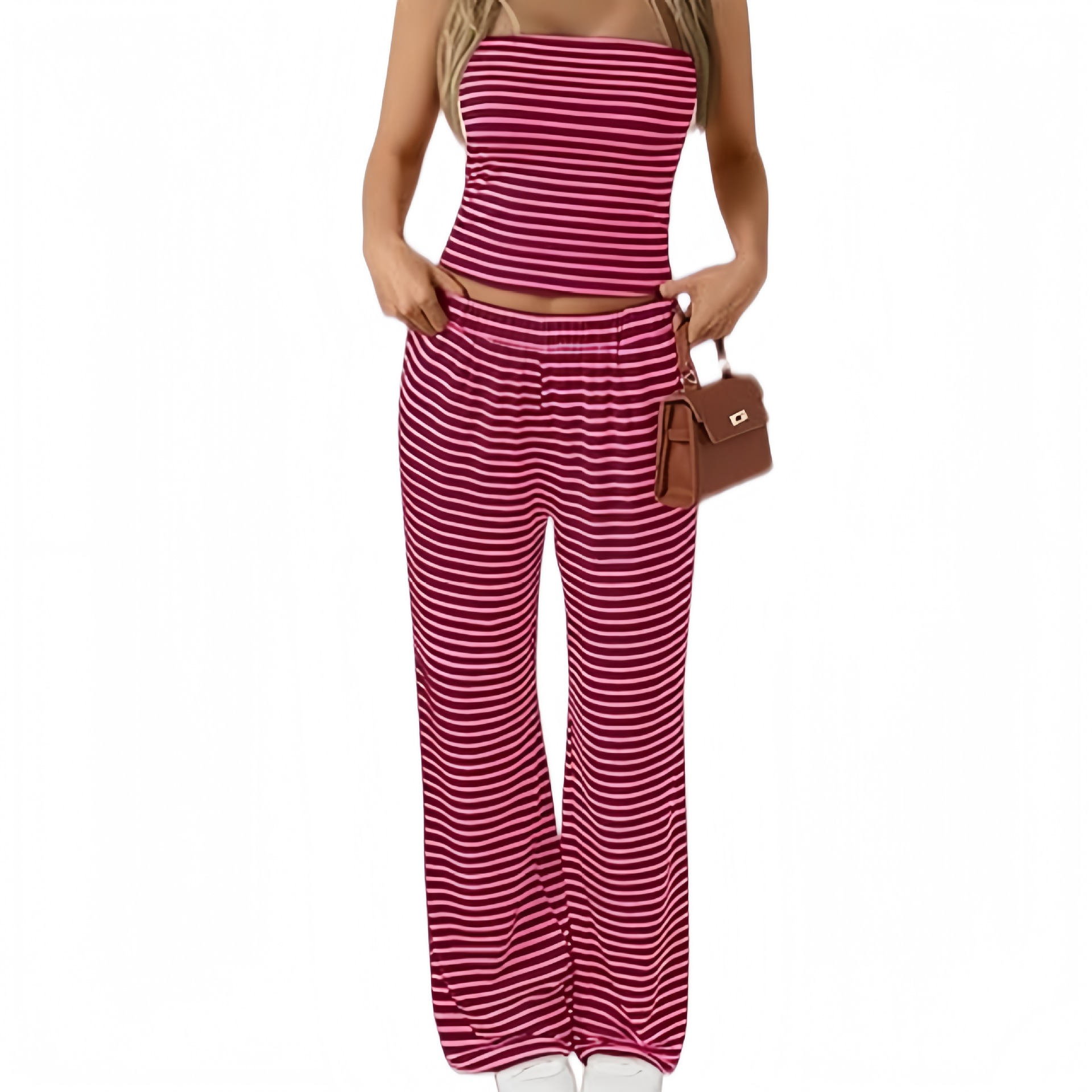 Women's Striped Tube Top & Wide Leg Pants Two-Piece Set(BUY 2 FREE SHIPPING)