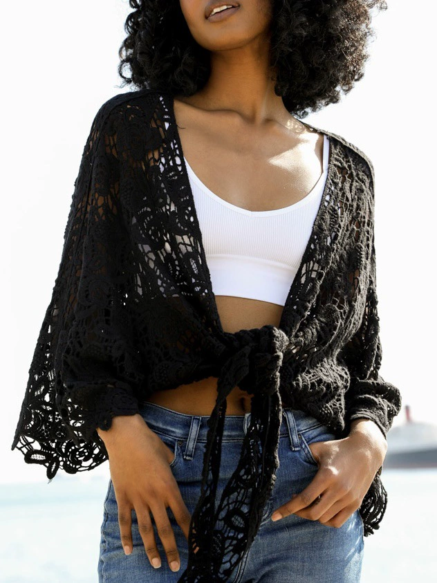 Cardigan lace beach cover-up openwork loose top(BUY 2 FREE SHIPPING)