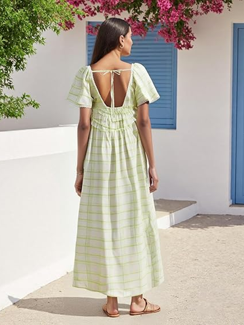 Chic Backless Long Dress with Ruffled Waist (BUY 2 FREE SHIPPING)