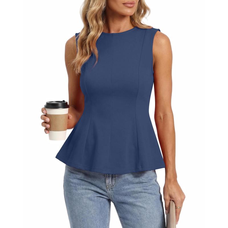 2026 Women’s Summer Top Round Neck Sleeveless Slim Fit Ruffle Tank Blouse（buy 3 free shipping)