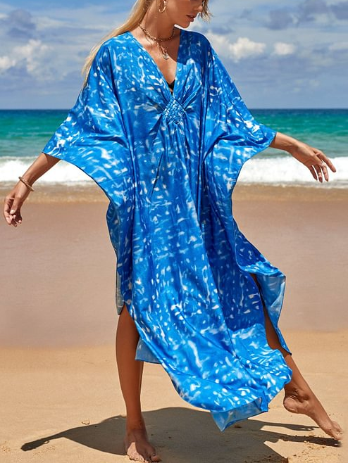 Women's V-Neck Kaftan Maxi Dress
