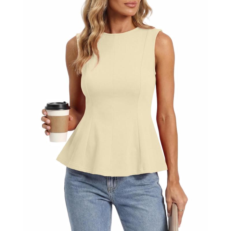2026 Women’s Summer Top Round Neck Sleeveless Slim Fit Ruffle Tank Blouse（buy 3 free shipping)