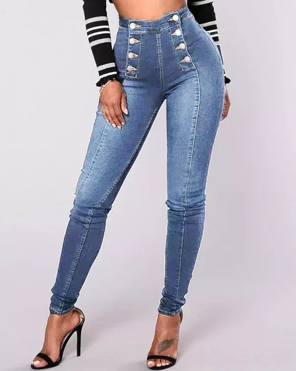 🔥🔥🔥🔥2022 Double Buttoned With High Waist Skinny Jeans
