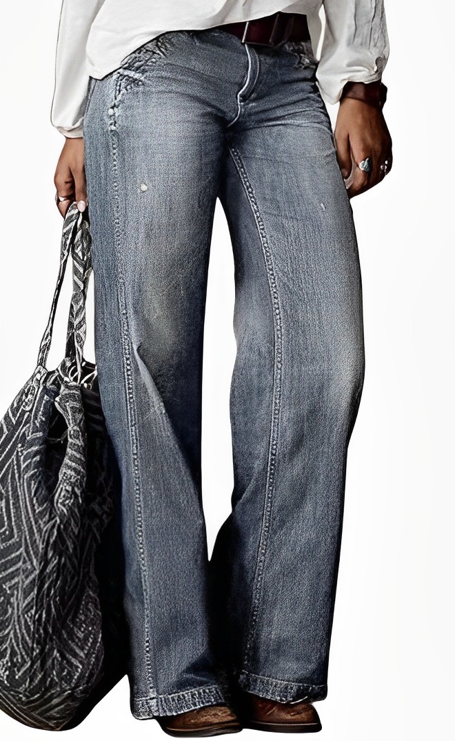 Vintage Pocket Denim Loose Jeans Pants