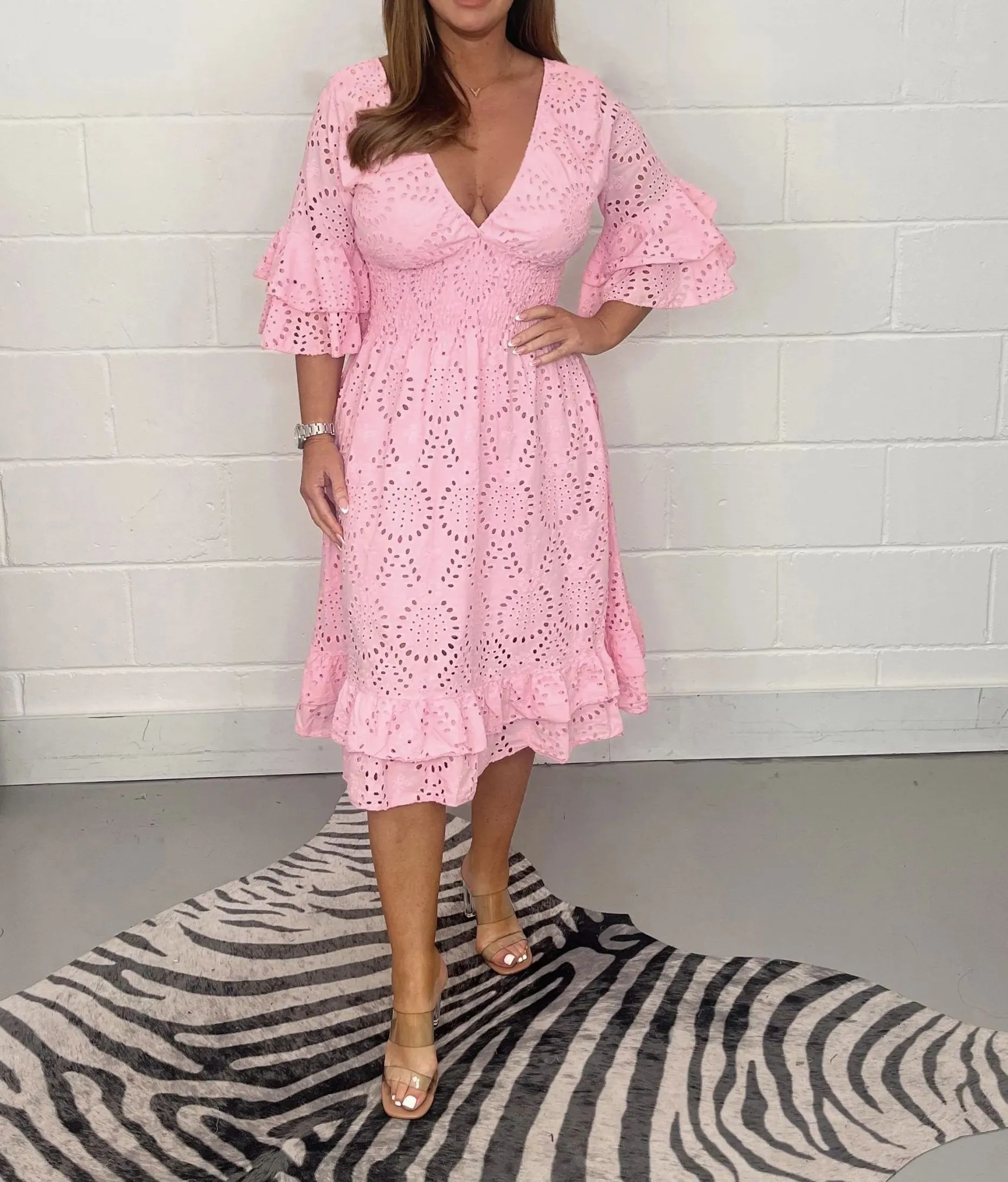 GORGEOUS EMBROIDERY ANGLAISE MIDI DRESS