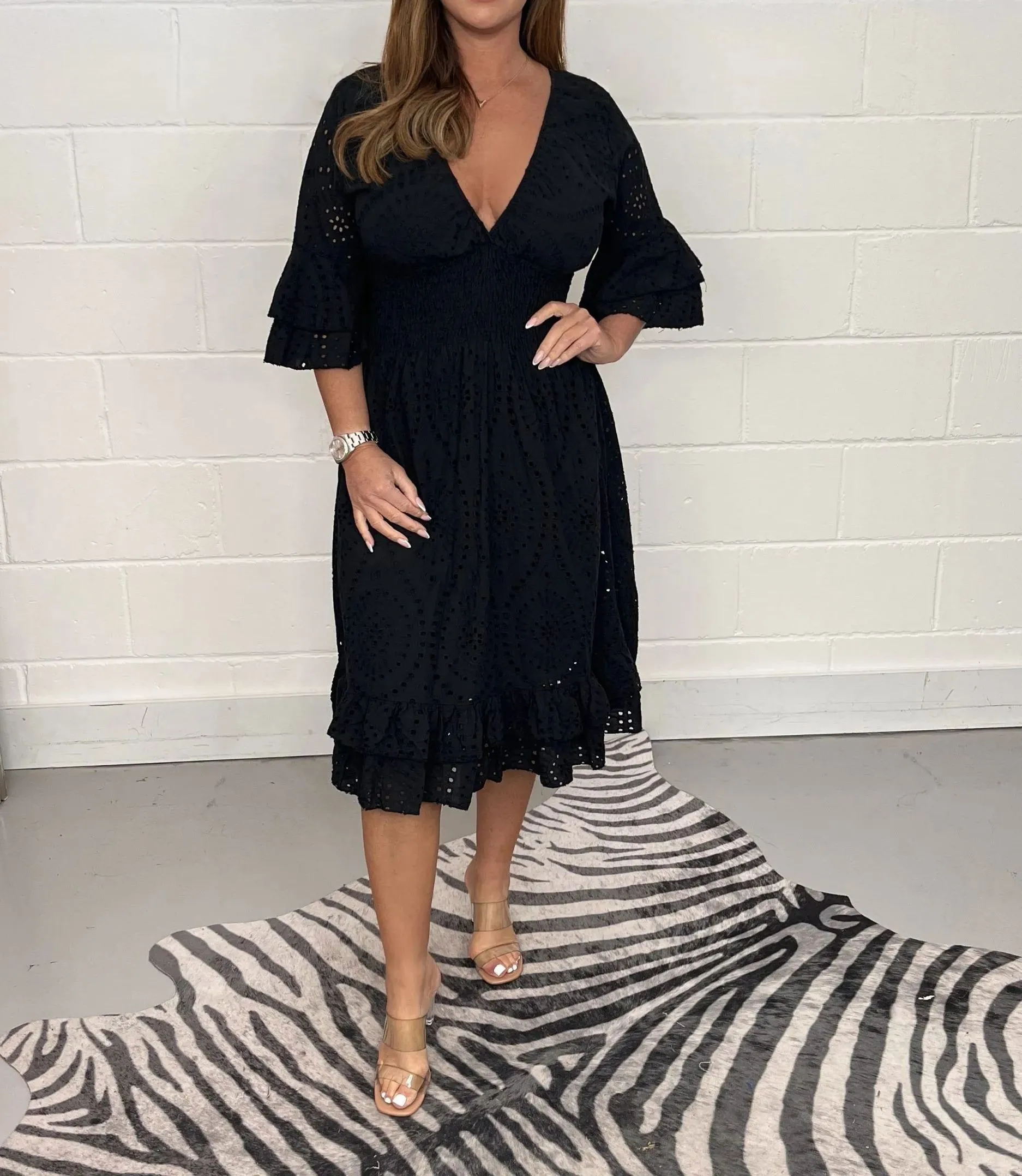 GORGEOUS EMBROIDERY ANGLAISE MIDI DRESS