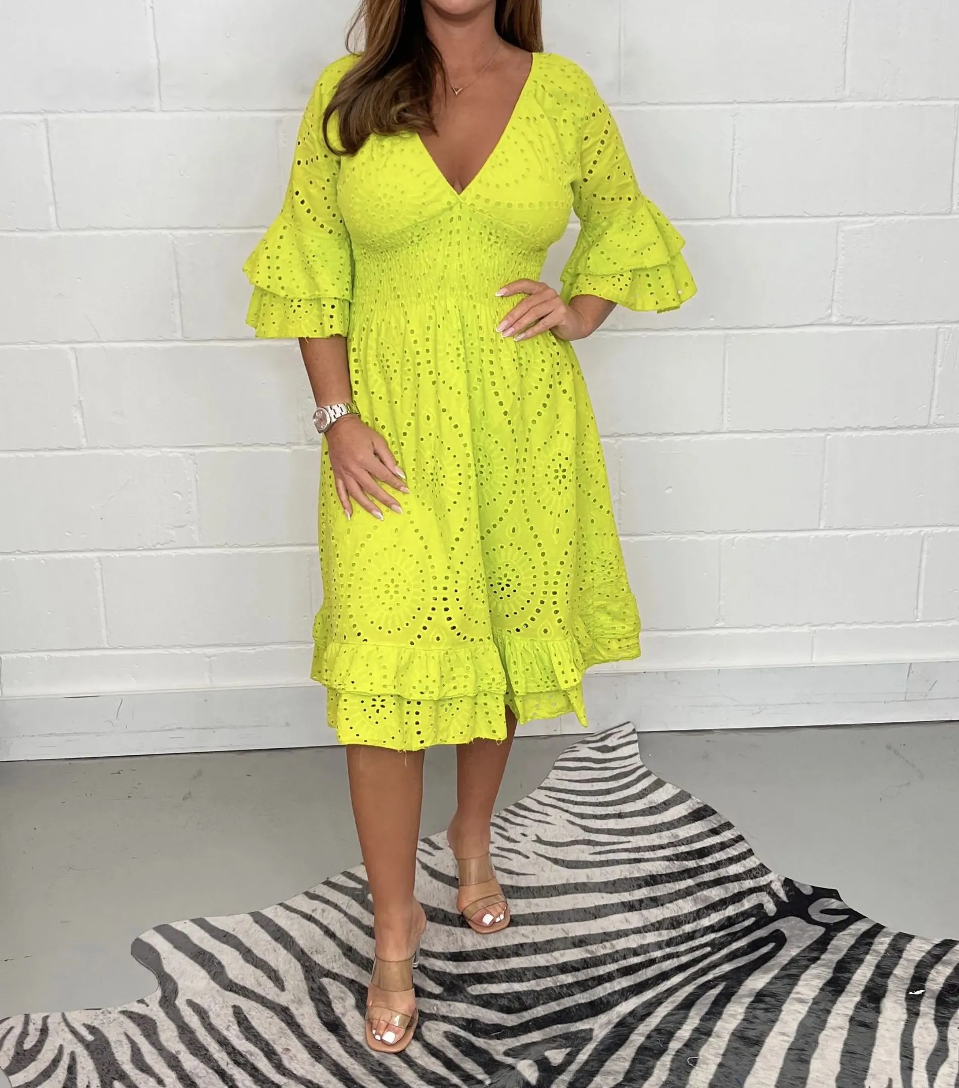 GORGEOUS EMBROIDERY ANGLAISE MIDI DRESS
