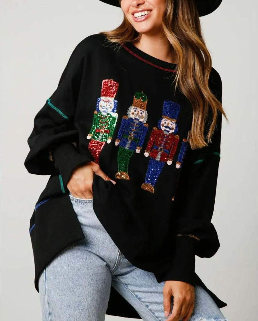Christmas Sequin Nutcracker Sweatshirt (Buy 2 Free Shipping)