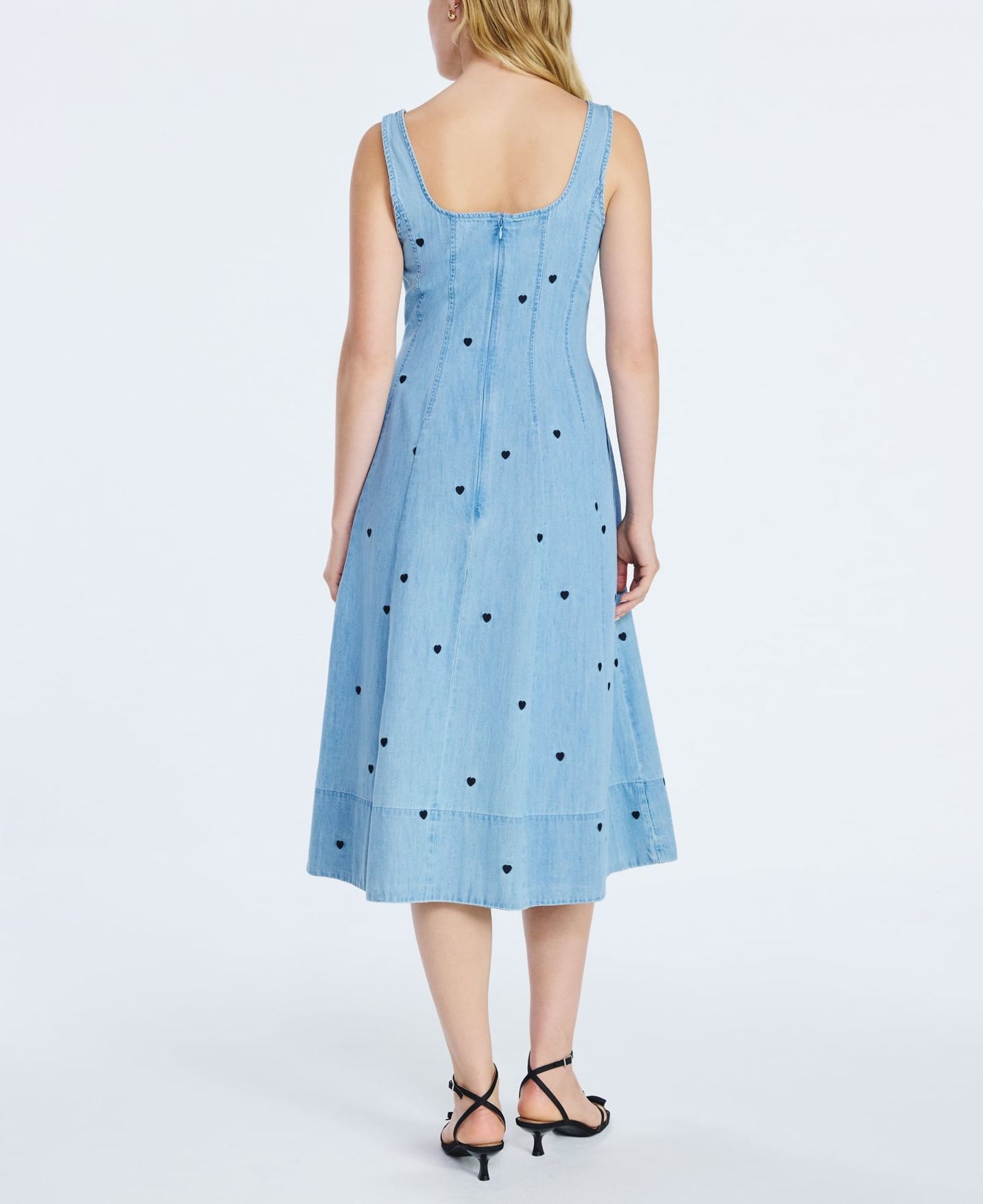 Women’s Embroidered Heart Denim Patchwork Midi Dress（buy 2 free shipping）