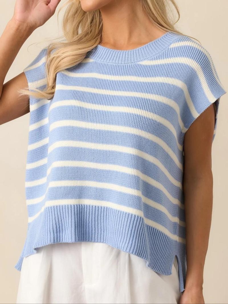 Women's Striped Print Crew Neck Sweater Pullover(Buy 2 Free Shipping)
