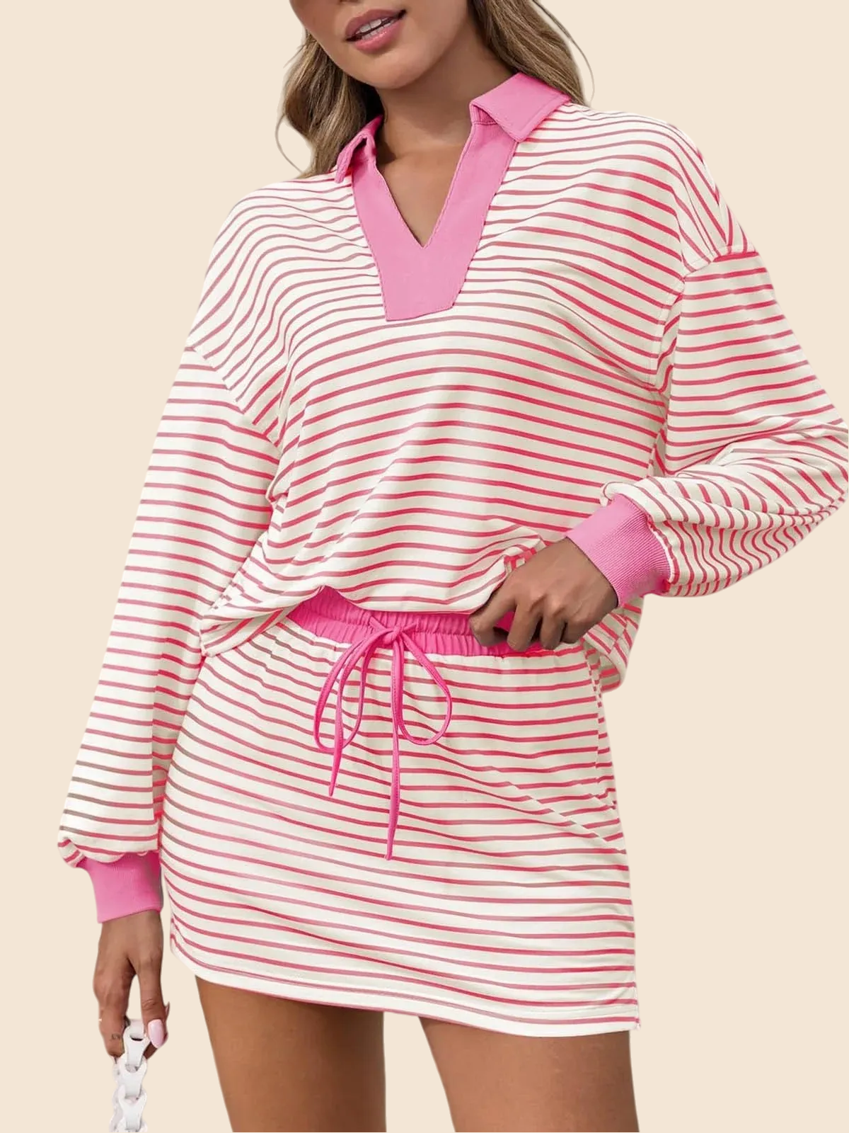 Women's Casual Striped Two-Piece Set