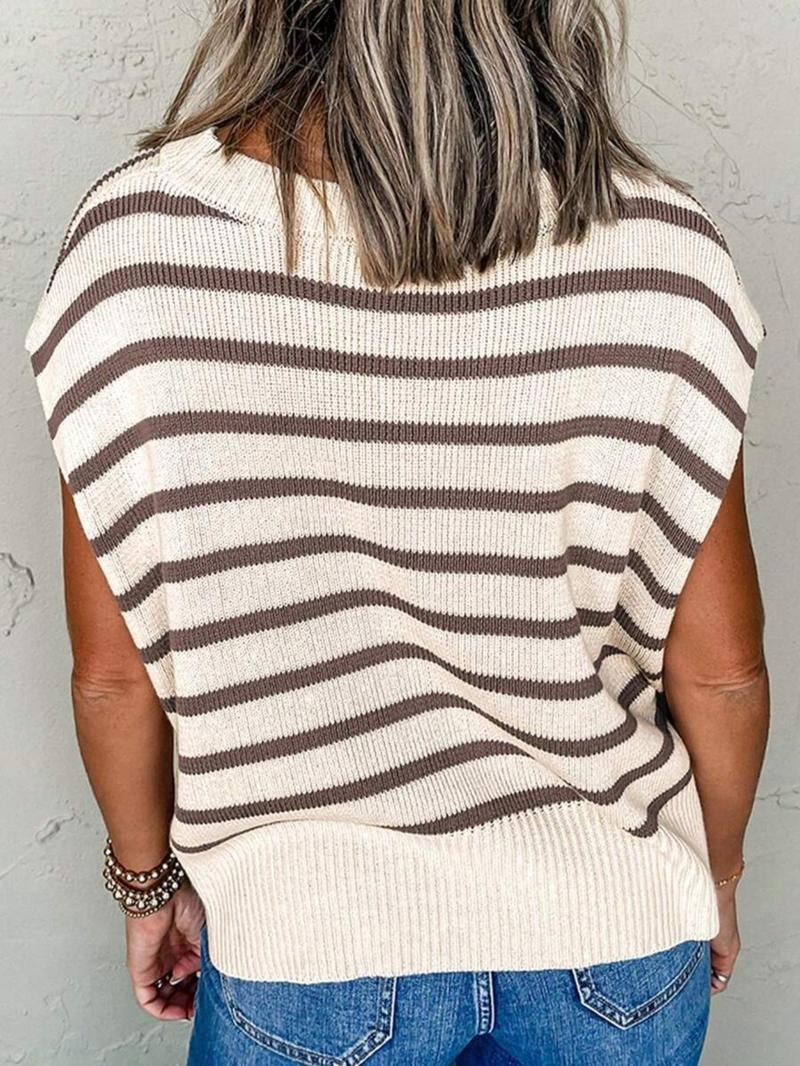 Women's Striped Print Crew Neck Sweater Pullover(Buy 2 Free Shipping)