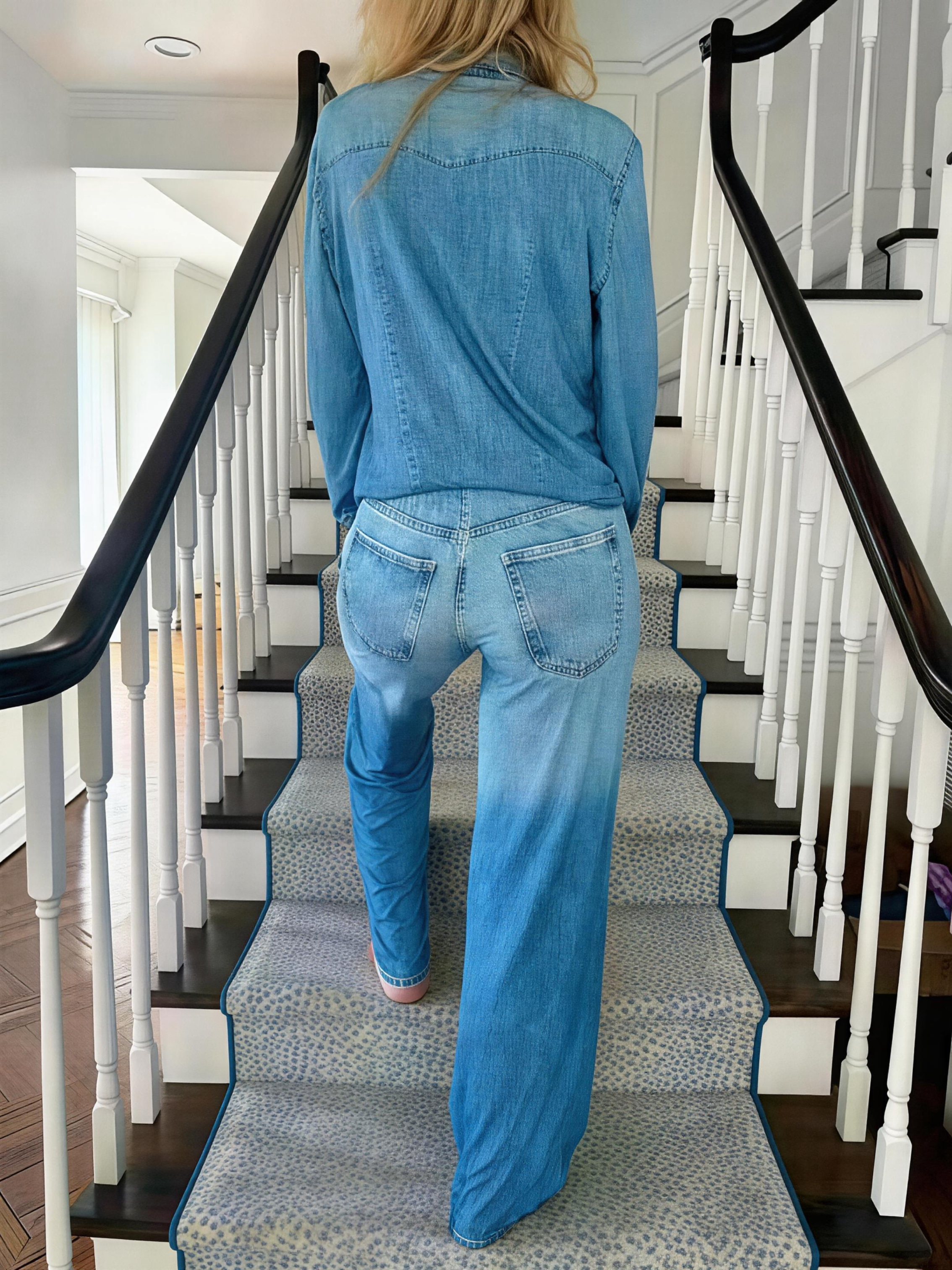 Women's Denim Look Two-Piece Pajama Set