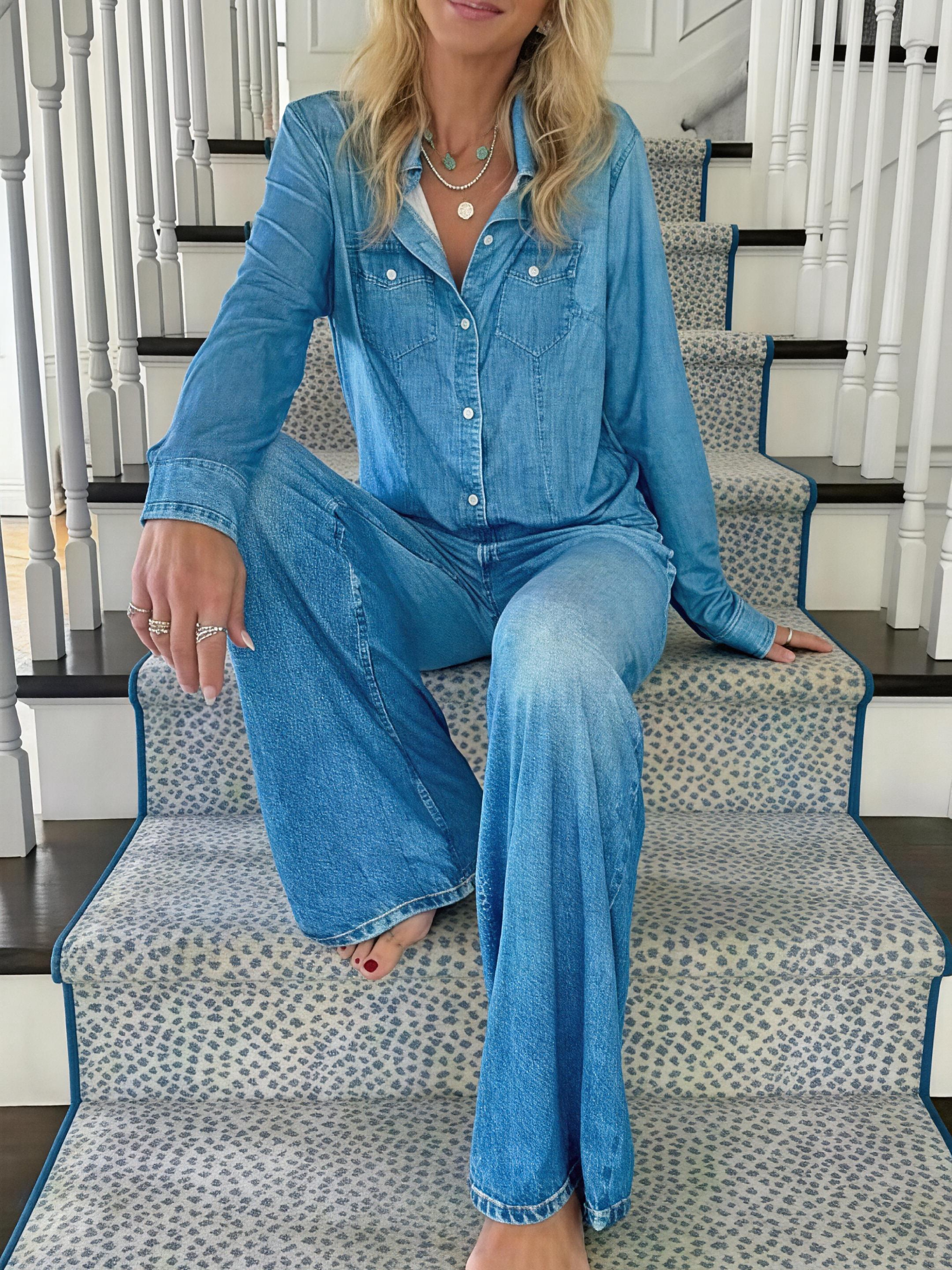Women's Denim Look Two-Piece Pajama Set