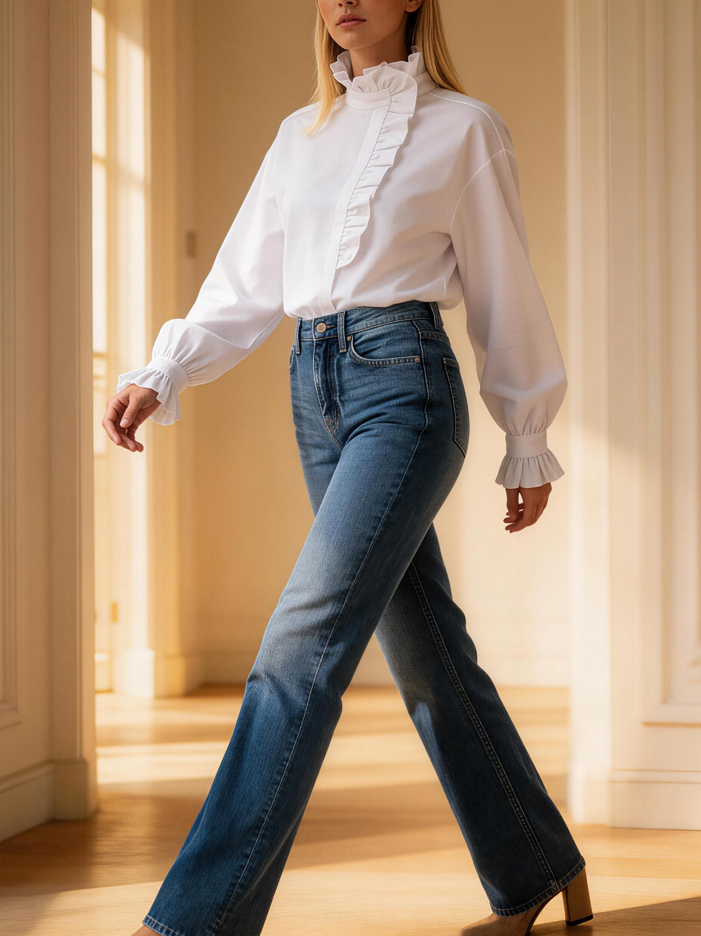 Women's 2026 New Ruffled Stand Collar Long Sleeve Blouse