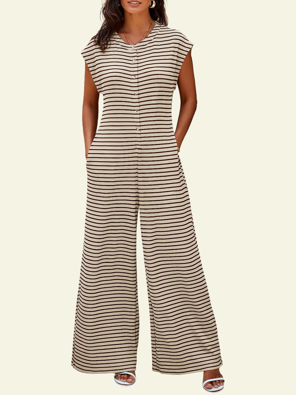 Women's Oversized Striped Sleeveless Jumpsuit