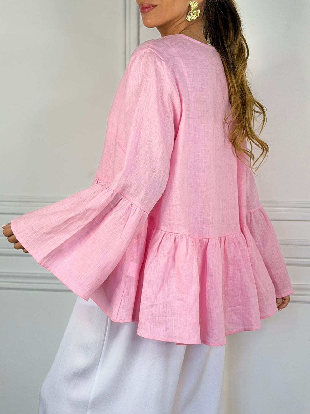 Women's French Style V-Neck Oversized Linen Blouse（buy 2 free shipping）