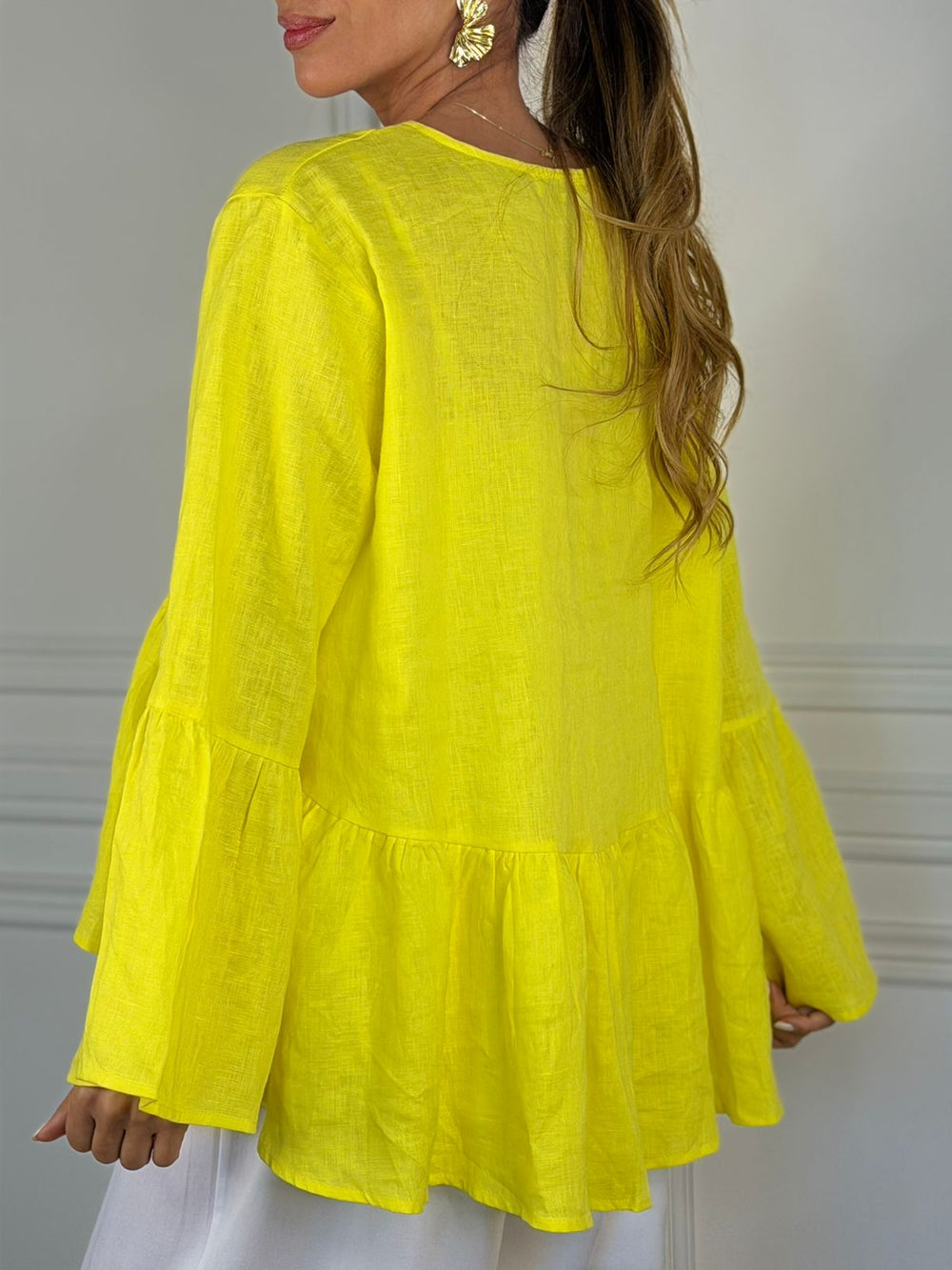 Women's French Style V-Neck Oversized Linen Blouse（buy 2 free shipping）