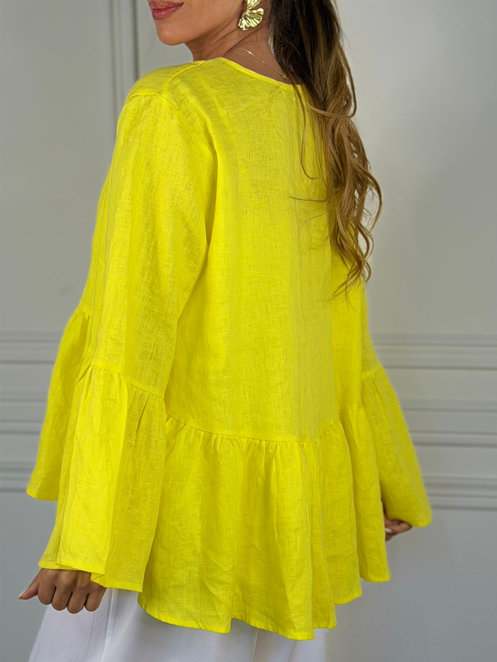 Women's French Style V-Neck Oversized Linen Blouse（buy 2 free shipping）