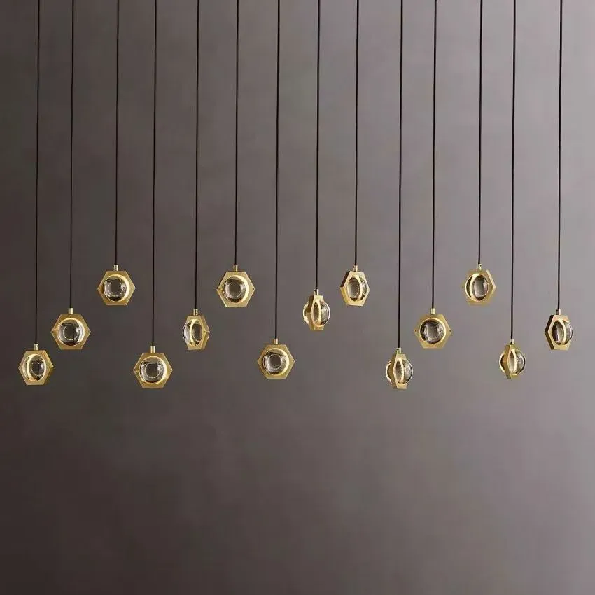 Eclatant Crystal Ball Rectangular Linear Chandelier 54"