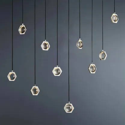 Eclatant Crystal Ball Rectangular Linear Chandelier 54"