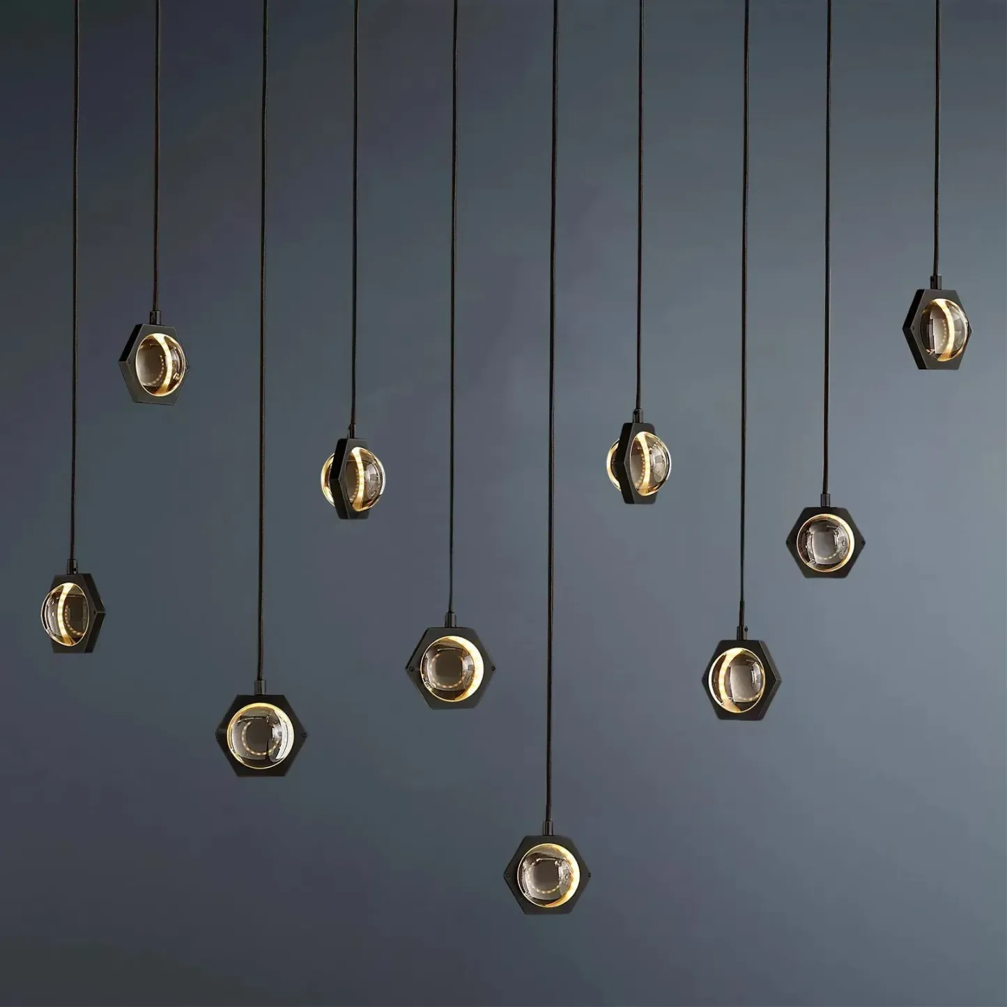 Eclatant Crystal Ball Rectangular Linear Chandelier 54"