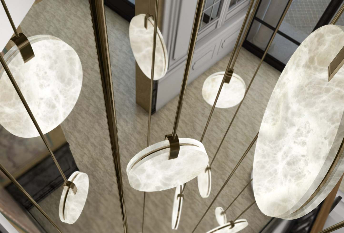 Alabaster Soho Disc Pendant Light For Hallway